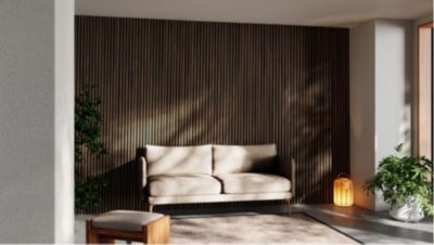 Panneau mural à lamelles sur feutre noir 7L Noyer Columbia 270 x30 cm