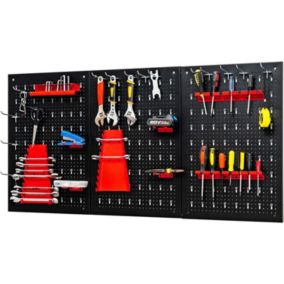 Panneau Mural pour Rangement Outils Perfore 28 pcs Crochets