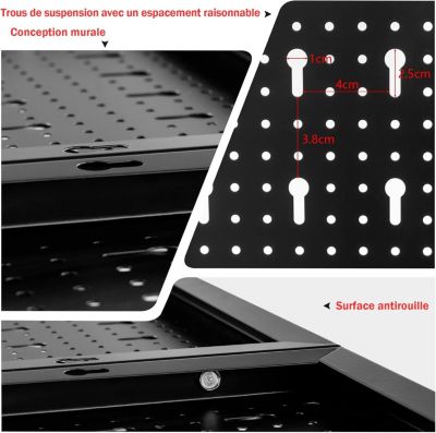 Panneau Mural pour Rangement Outils Perfore 28 pcs Crochets