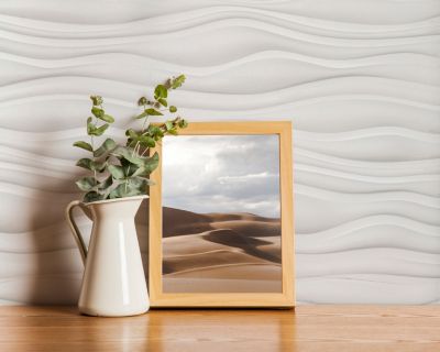 Panneau mural PVC 3D Dune blanc 61 x 61 cm