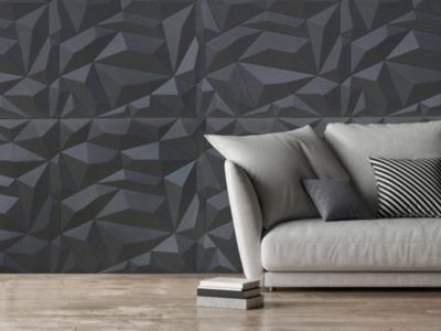 Panneau mural 3D PVC gris mat, L.60 x l.60 cm