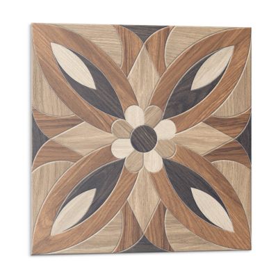 Panneau Mural PVC Wallfluent 50x50 cm Motif Floral En Bois 4 pièces
