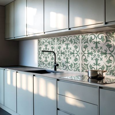 Panneau Mural PVC Wallfluent 50x50 cm Motif Végétal À Motif Floral 4 pièces