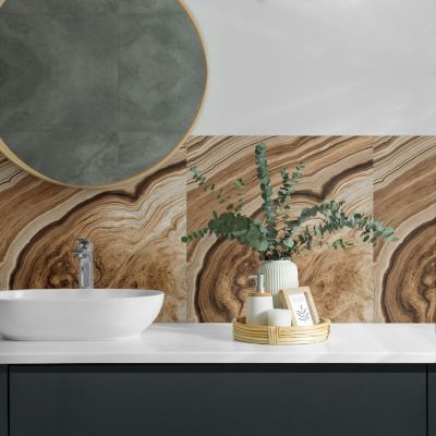 Panneau Mural PVC Wallfluent 50x50 cm Motifs En Bois Naturel 4 pièces