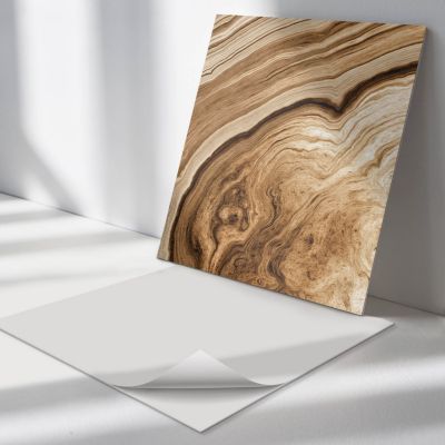 Panneau Mural PVC Wallfluent 50x50 cm Motifs En Bois Naturel 4 pièces