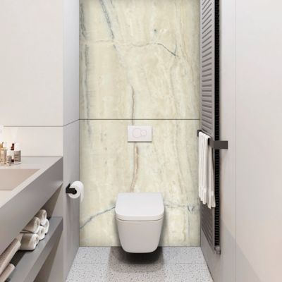 Panneau Mural Revetement Décoratif pour Salle de bains, Douche et WC, L120xl120x0.4 , marbre beige, KOBERT IN Sabana