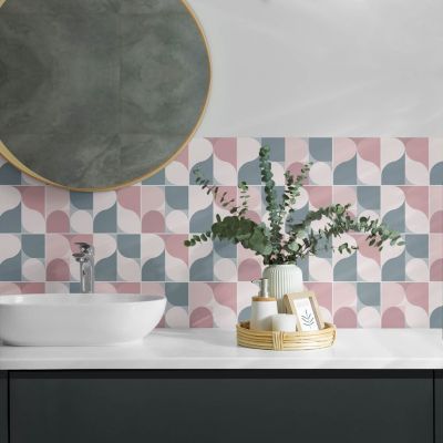 Panneau Mural TV Wallfluent 100x50 cm Géométrie Des Cercles Dans Le Système 1 pièce