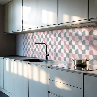 Panneau Mural TV Wallfluent 100x50 cm Géométrie Des Cercles Dans Le Système 1 pièce