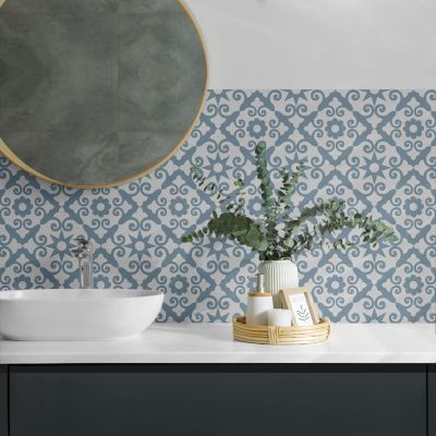 Panneau Mural TV Wallfluent 120x60 cm Motif Floral Géométrique 1 pièce