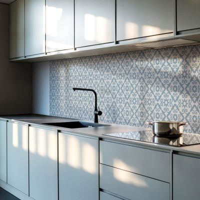 Panneau Mural TV Wallfluent 120x60 cm Motif Floral Géométrique 1 pièce