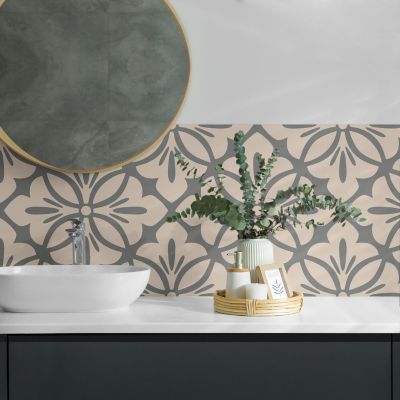 Panneau Mural TV Wallfluent 50x50 cm Motif Floral Avec Détails 4 pièces