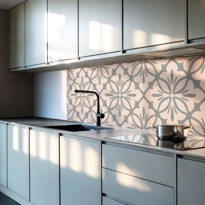 Panneau Mural TV Wallfluent 50x50 cm Motif Floral Avec Détails 4 pièces