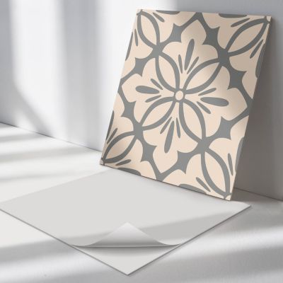 Panneau Mural TV Wallfluent 50x50 cm Motif Floral Avec Détails 4 pièces