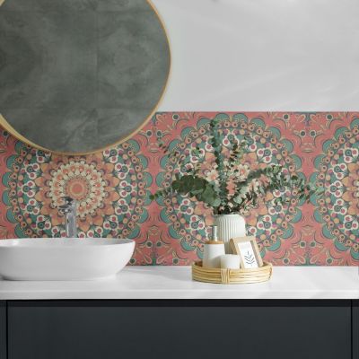 Panneau Mural TV Wallfluent 50x50 cm Motif Mandala Avec Détails 4 pièces