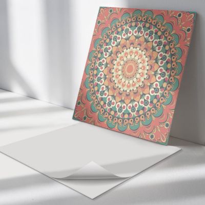 Panneau Mural TV Wallfluent 50x50 cm Motif Mandala Avec Détails 4 pièces