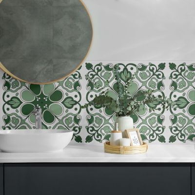 Panneau Mural TV Wallfluent 50x50 cm Motif Végétal Avec Des Feuilles 4 pièces