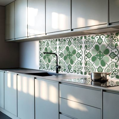 Panneau Mural TV Wallfluent 50x50 cm Motif Végétal Avec Des Feuilles 4 pièces