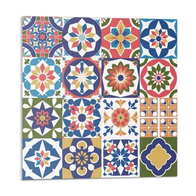 Panneau Mural TV Wallfluent 50x50 cm Motifs De Mosaïque Dans Des Carrés 4 pièces