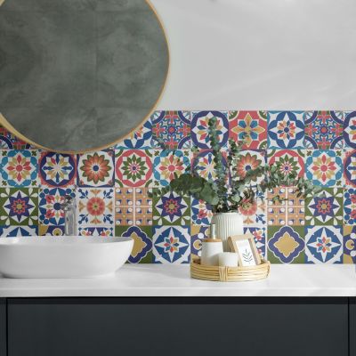 Panneau Mural TV Wallfluent 50x50 cm Motifs De Mosaïque Dans Des Carrés 4 pièces