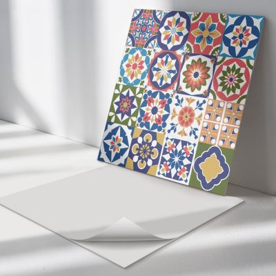 Panneau Mural TV Wallfluent 50x50 cm Motifs De Mosaïque Dans Des Carrés 4 pièces