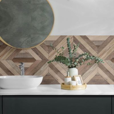 Panneau Mural Wallfluent 100x50 cm Motif De Carreaux Avec Ornements 1 pièce