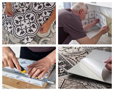 Panneau Mural Wallfluent 100x50 cm Motif De Carreaux Avec Ornements 1 pièce