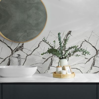 Panneau Mural Wallfluent 50x50 cm Motif Marbré Veiné 4 pièces