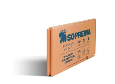 Panneau polystyrène extrudé emboîtable multi-usage Soprema 125 x 60 cm ép. 30 mm R. 0,90 m²K/W (vendu au panneau)