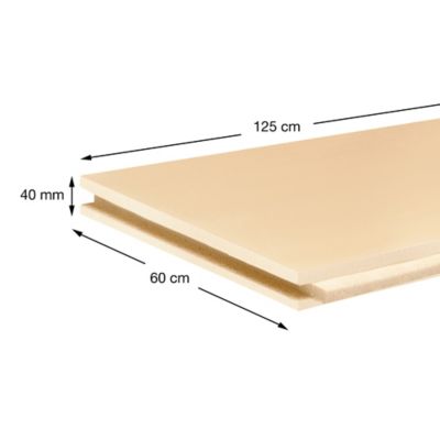Panneau polystyrène extrudé emboîtable multi-usage Soprema 125 x 60 cm ép. 40 mm R. 1,20 m²K/W(vendu au panneau)