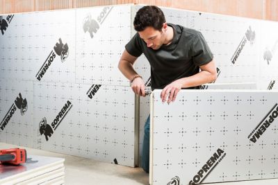 Panneau polyuréthane haute performance emboîtable multi-usage Soprema 120 x 60 cm ép. 25 mm R. 1 m²K/W (vendu au panneau)