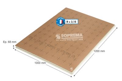 Panneau polyuréthane Soprema Isulator HP - 1,2 x 1 m ép.68 mm R.3,15m²K/W