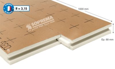 Panneau polyuréthane Soprema Isulator HP - 1,2 x 1 m ép.68 mm R.3,15m²K/W