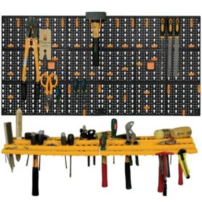 Panneau porte Outils 50 x 100 x 1.7cm Kit modulable 2 panneaux perforés 1 étagère porte outils + 50 crochets Assortis