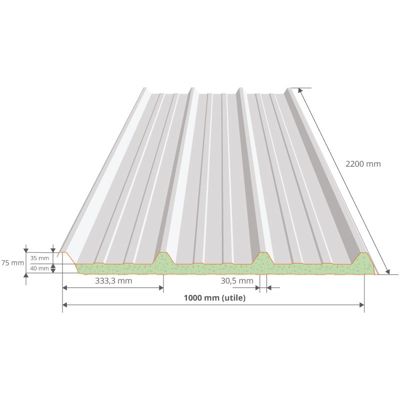 Panneau Sandwich de Couverture Isolé QuadCore KS1000RW Rouge Tuile RAL 8012