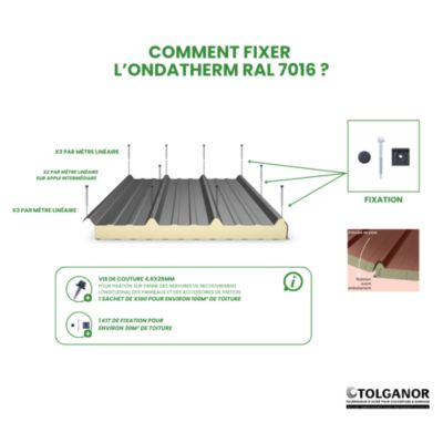 Panneau Sandwich isolé 40mm Ondatherm T RAL 7016 - ARCELOR 5.60 m