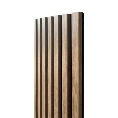 Panneau tasseau mural acoustique décoratif Vertigo en MDF - effet bois chêne clair, H.250 x l.30cm