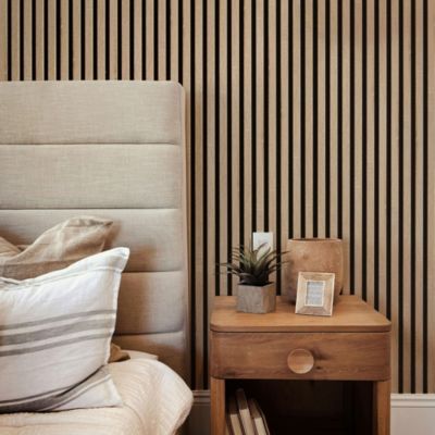 Panneau tasseau mural acoustique décoratif Vertigo en MDF - effet bois chêne clair, H.250 x l.30cm