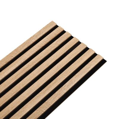 Panneau tasseaux bois 250 x 30 x 1,4 cm décor chêne / fond rigide noir - 0,75m²
