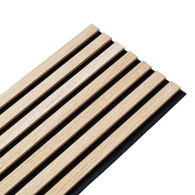 Panneau tasseaux bois 250 x 30 x 1cm - Lamelles chêne clair véritable fond noir - 0,75m²