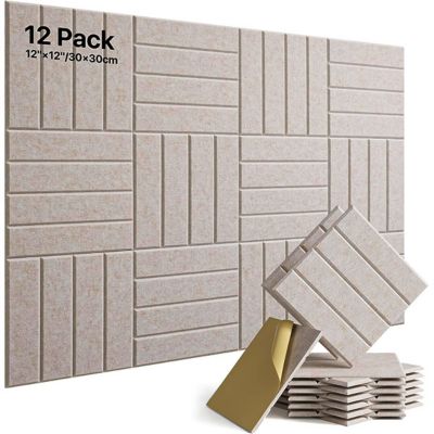Panneaux Absorption Sonore Autocollants, 12x12" (30x30 cm), Mousse Isophonique pour Mur, Porte, Plafond