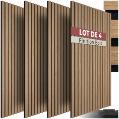 Panneaux acoustiques décoratifs aspect bois 110x50cm isolation phonique murale en MDF placage chêne réduction bruit 4 pièces