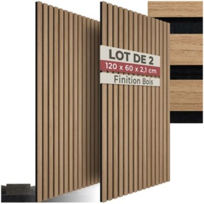Panneaux acoustiques muraux en MDF placage bois chêne 120x60x2,1cm isolation phonique décoration scandinave 2 pièces
