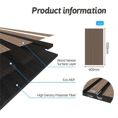 Panneaux décoratifs AICA, panneaux muraux en MDF imitation bois, lot de 2, 120 x 60 cm, Teinte chêne noyer