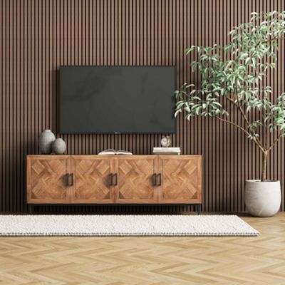 Panneaux décoratifs AICA, panneaux muraux en MDF imitation bois, lot de 2, 120 x 60 cm, Teinte chêne noyer
