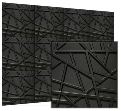 Panneaux de plafond et panneaux muraux Decoratif 3D Line Noir 12m² / 48pièces