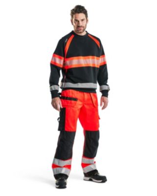Pantalon artisan haute visibilité Rouge fluo/Noir 153318605599 - Pantalon de travail renforcé taille 58