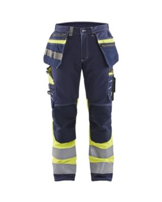 Pantalon artisan haute visibilité stretch bleu marine/jaune fluo 1794 taille 44