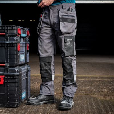 Pantalon de travail Erbauer gris taille 40 – multi-poches, genoux renforcés, tissu résistant