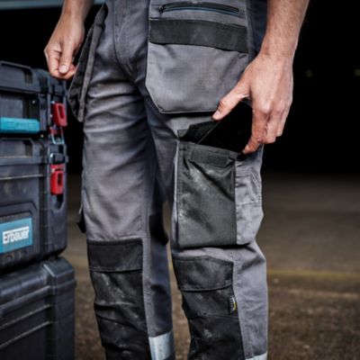 Pantalon de travail Erbauer gris taille 40 – multi-poches, genoux renforcés, tissu résistant