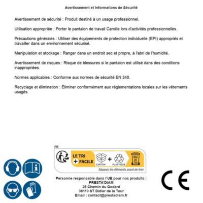 Pantalon de Travail Femme Camille - Taille 44 - Noir - Résistant et Confortable - D-Work